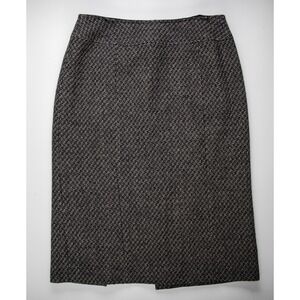 Talbots Black White Tweed Lined Pencil Skirt Knee Length Career Work Size 8